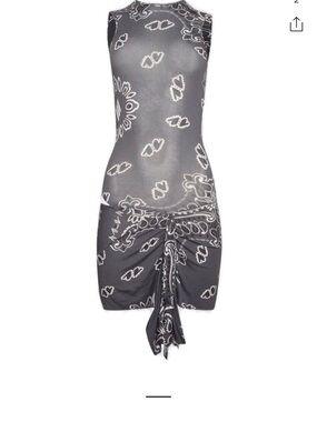 The Attico Black & White Bandana-Print Sleeveless Mini Dress